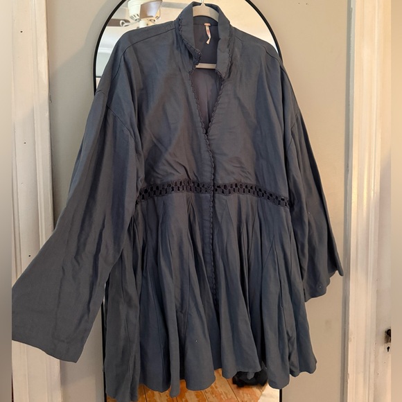 Free People Dresses & Skirts - Free People Slate Blue Peasant Tunic Dress